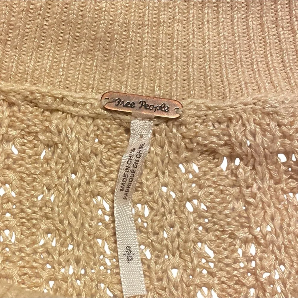 Free People Cream Cable Knit boat neckline Sweater Sz S